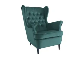 Крісло HARRY VELVET зелений BLUVEL 78 / венге HARRYV78W